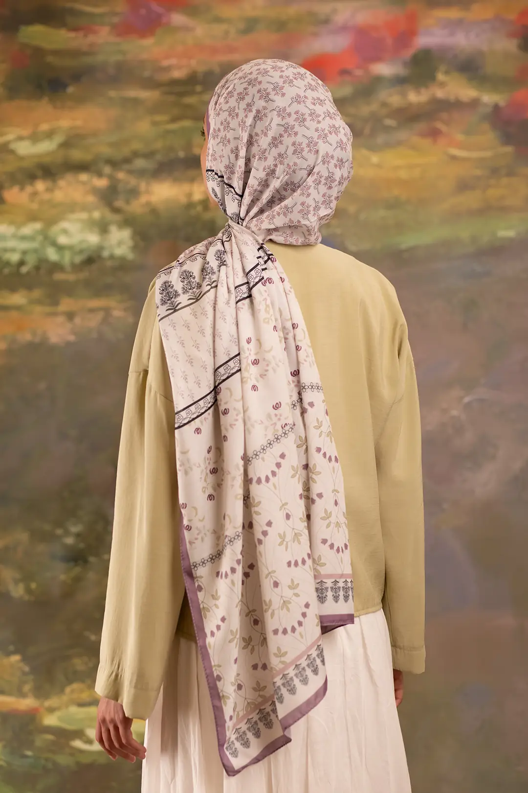 Floral Harmony Desenli Soft Şal Leylak 6