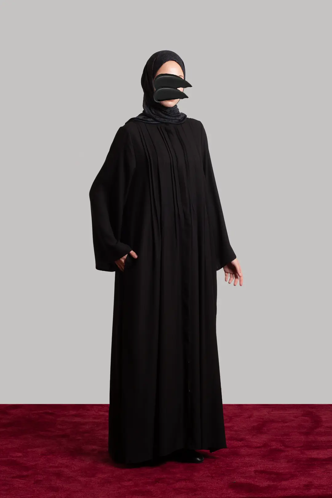 Ribbed Buttoned Abaya Black 3