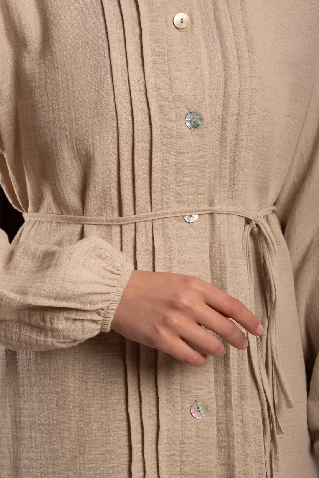 Ribbed Muslin Shirt with Stone Embellishments 6