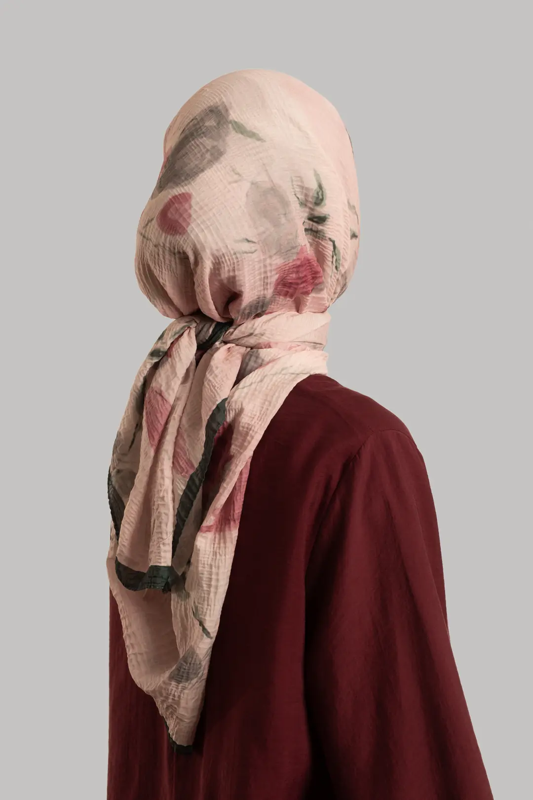 Mistik Bahçe Desenli Müslin Eşarp Şeker Pembe