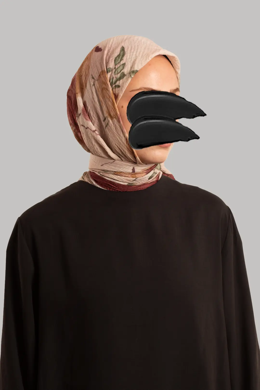 Mistik Bahçe Desenli Müslin Eşarp Kiremit 3