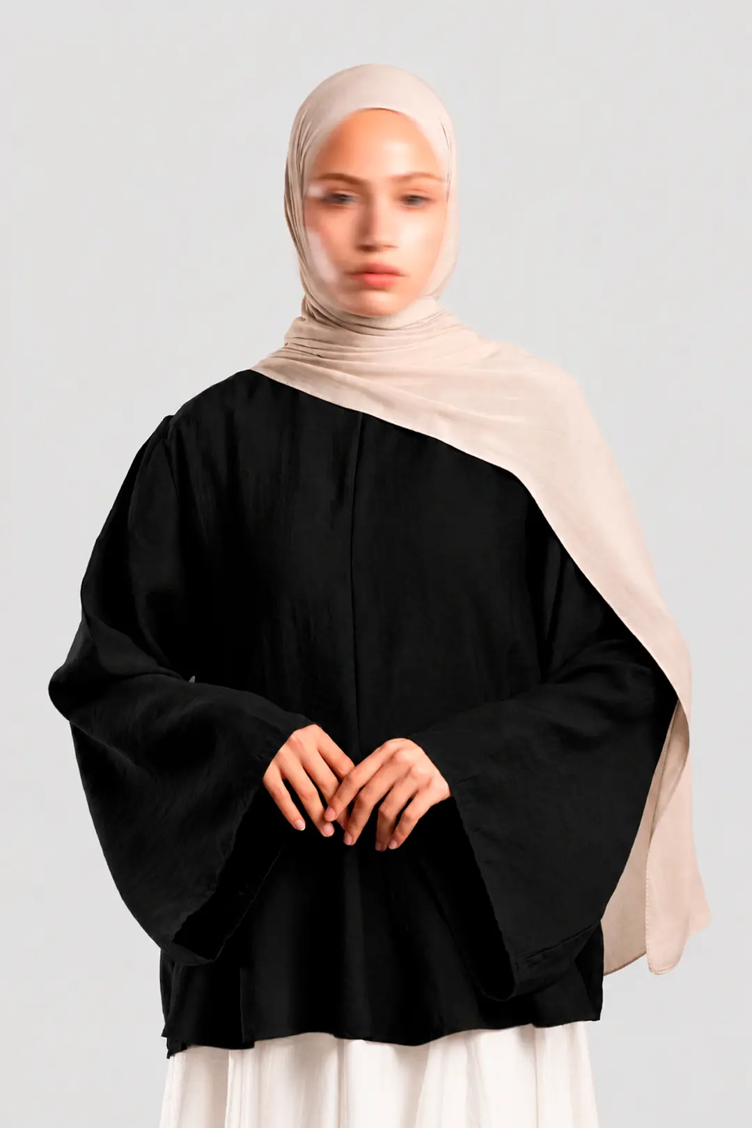 Godet Detail Modal Blouse Black 3