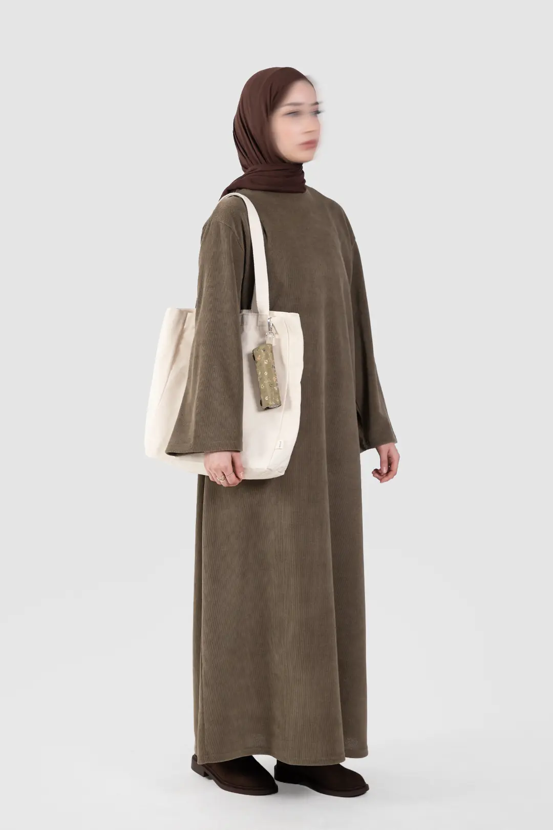 Örme Triko Oversize Elbise Haki 3