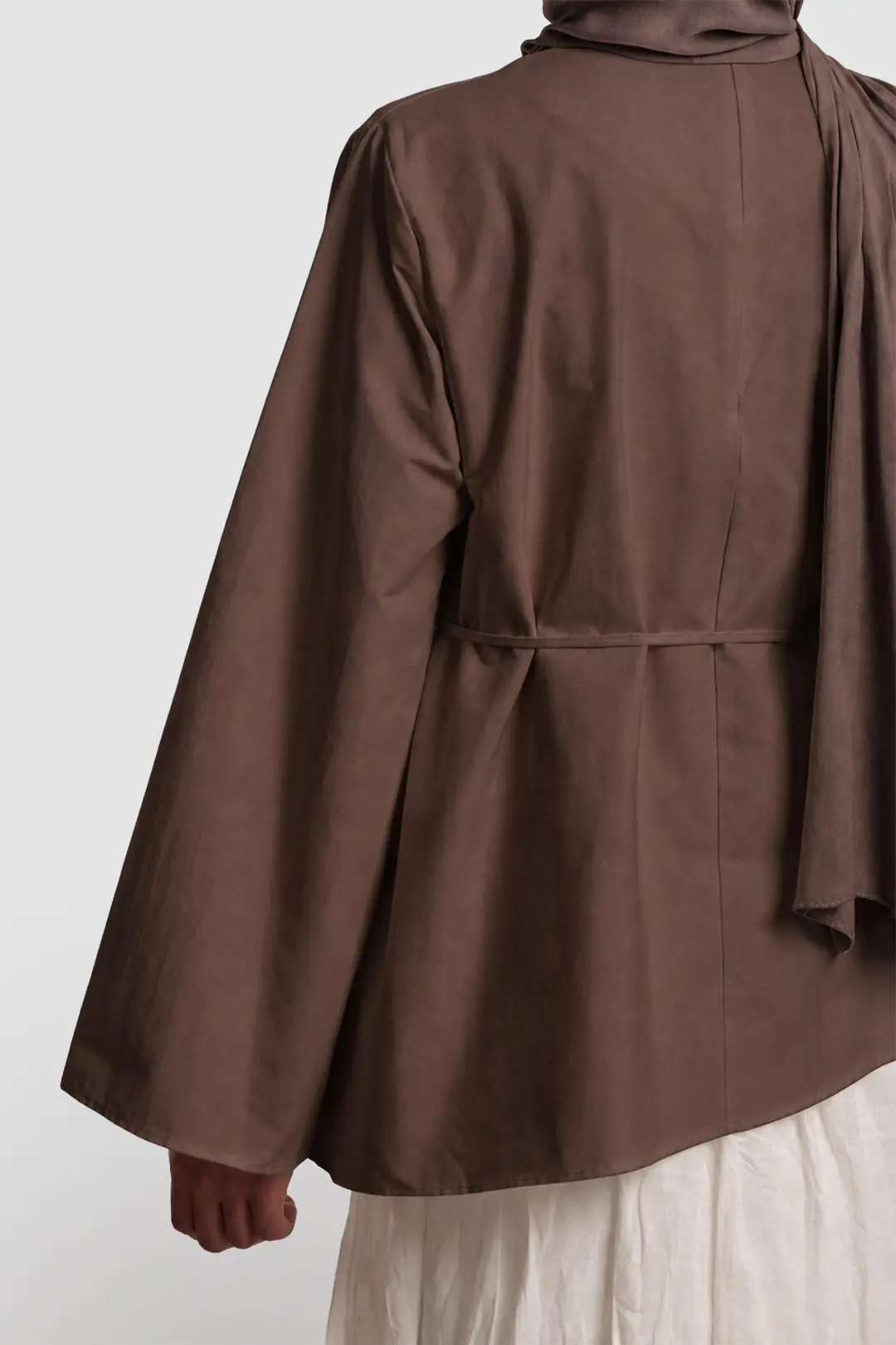 Asimetrik Poplin Bluz Çikolata Kahve 8