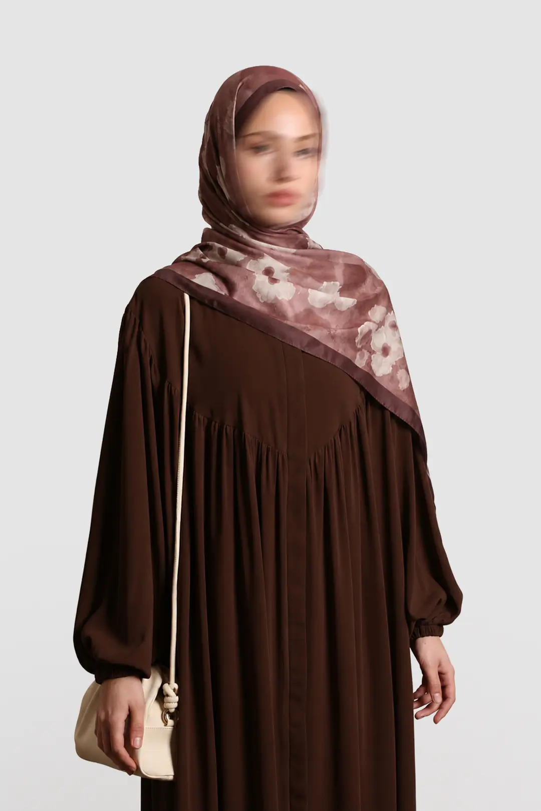 Robalı Fermuarlı Ferace Acı Kahve 6