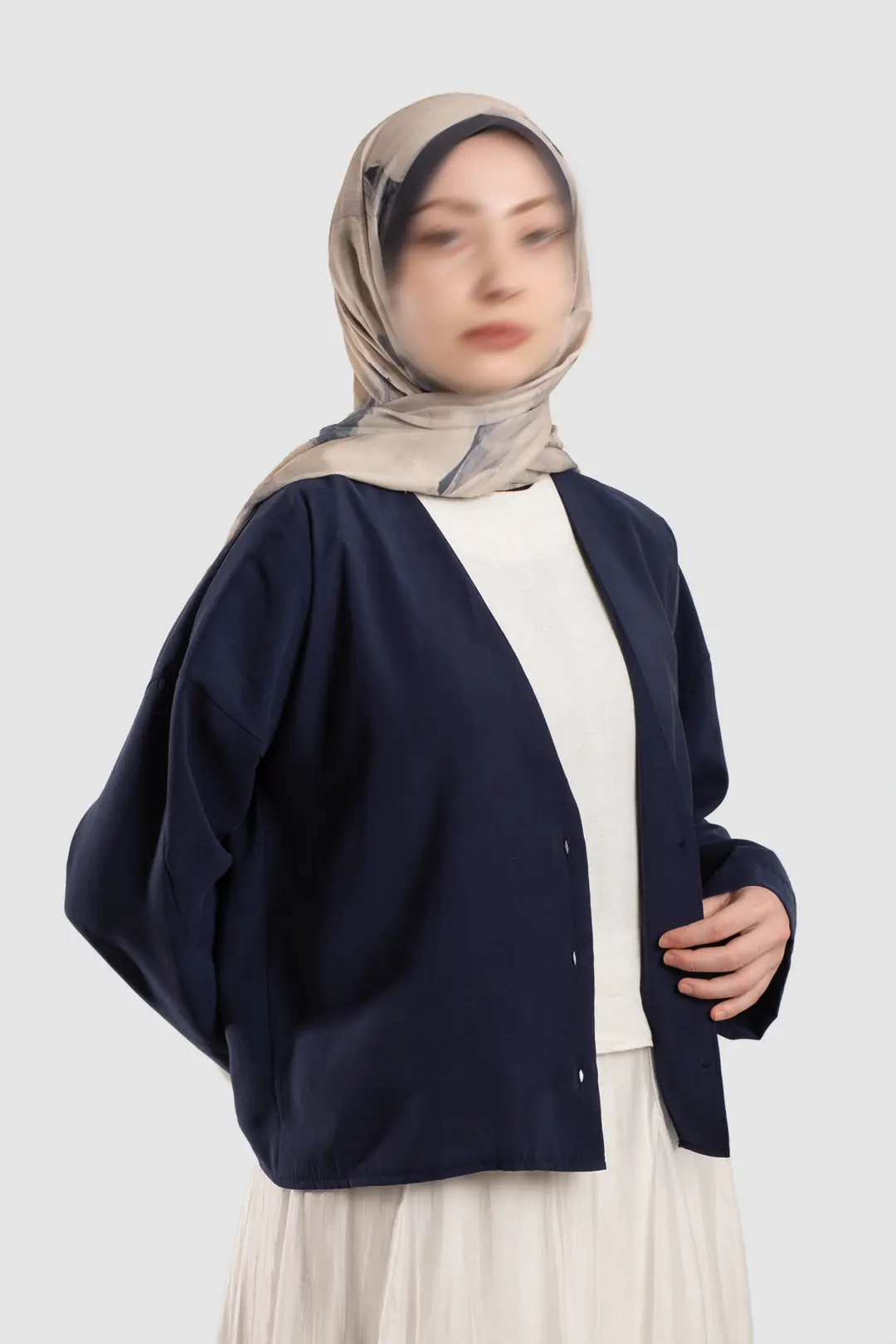 Soft Modal Button-Down Jacket, Navy Blue 3