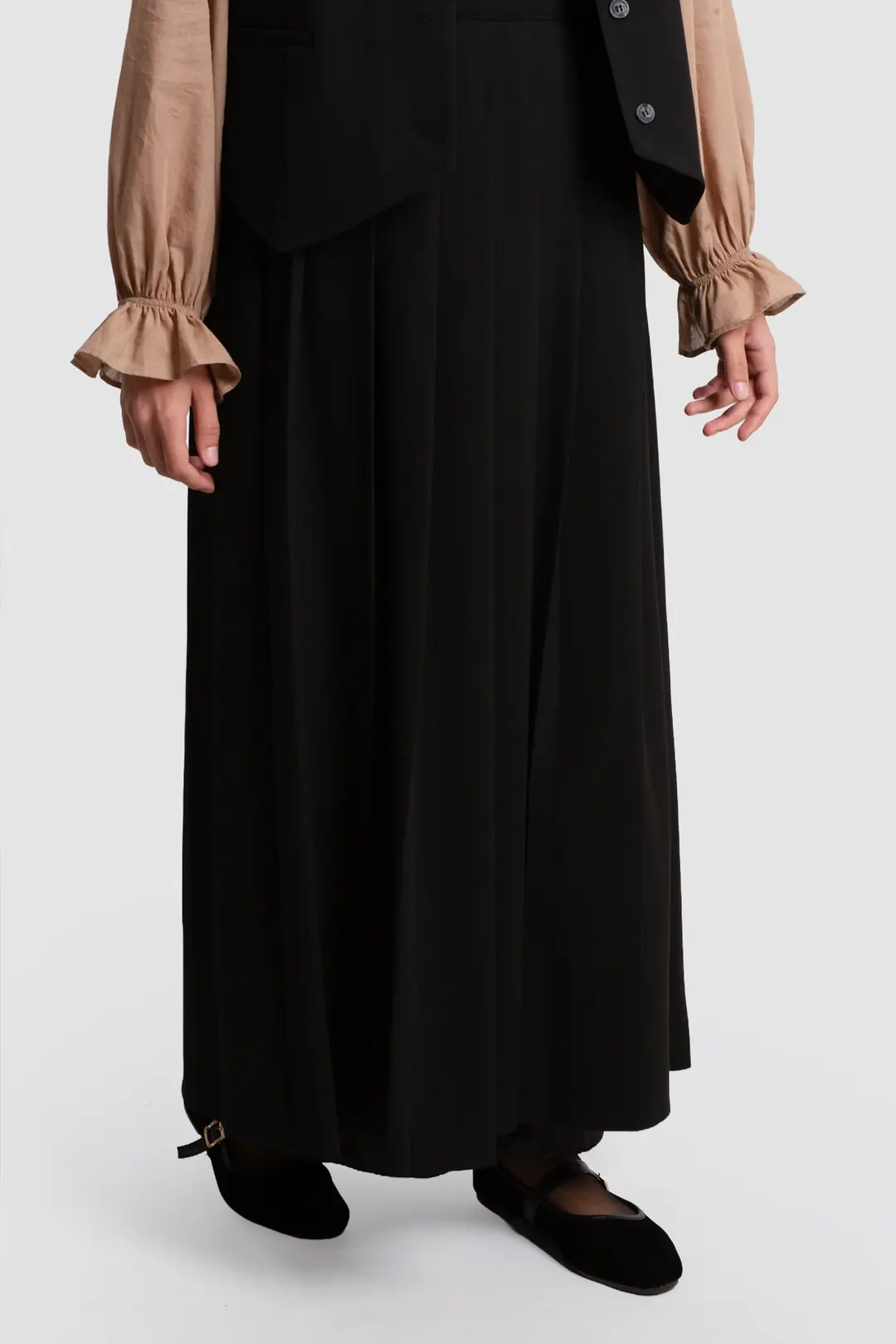 Pleated Viscose Skirt Black 3