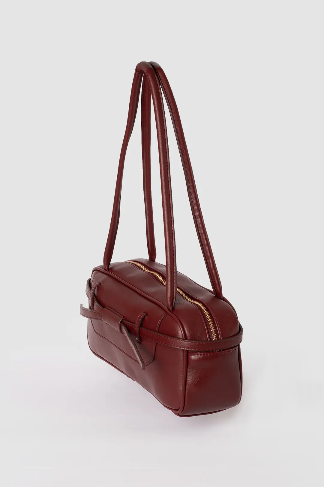 Baguette Leather Shoulder Bag Burgundy 4