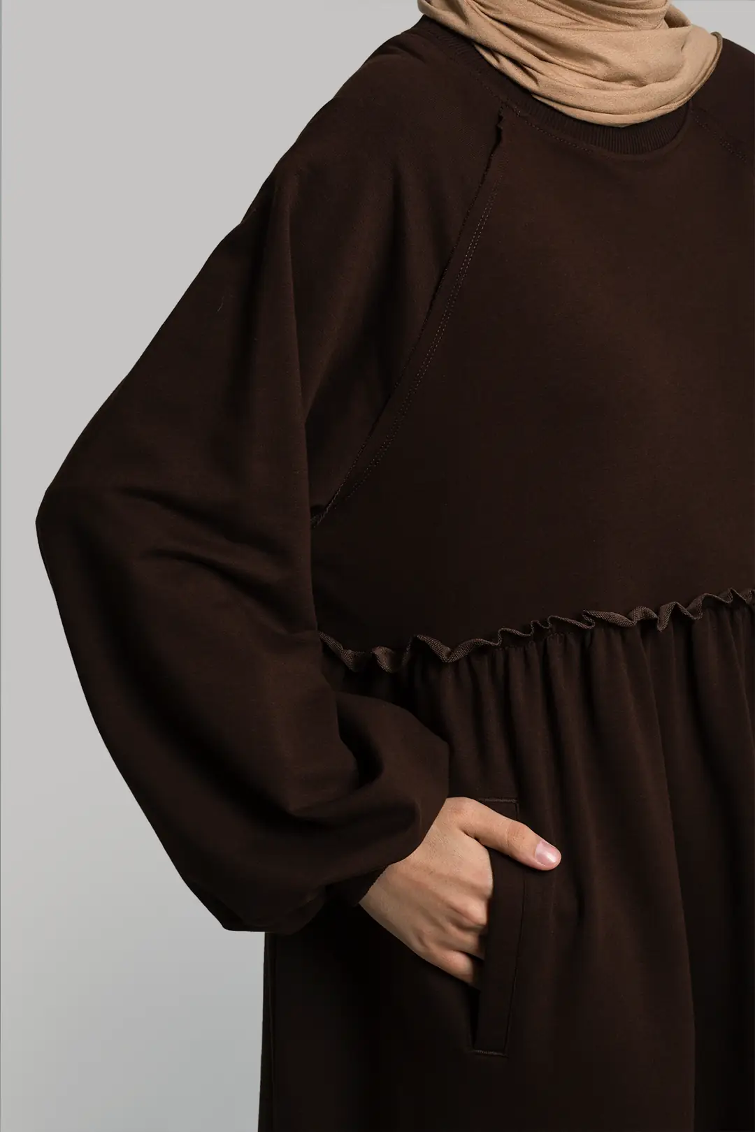 Oversize Sweat Elbise Acı Kahve 3