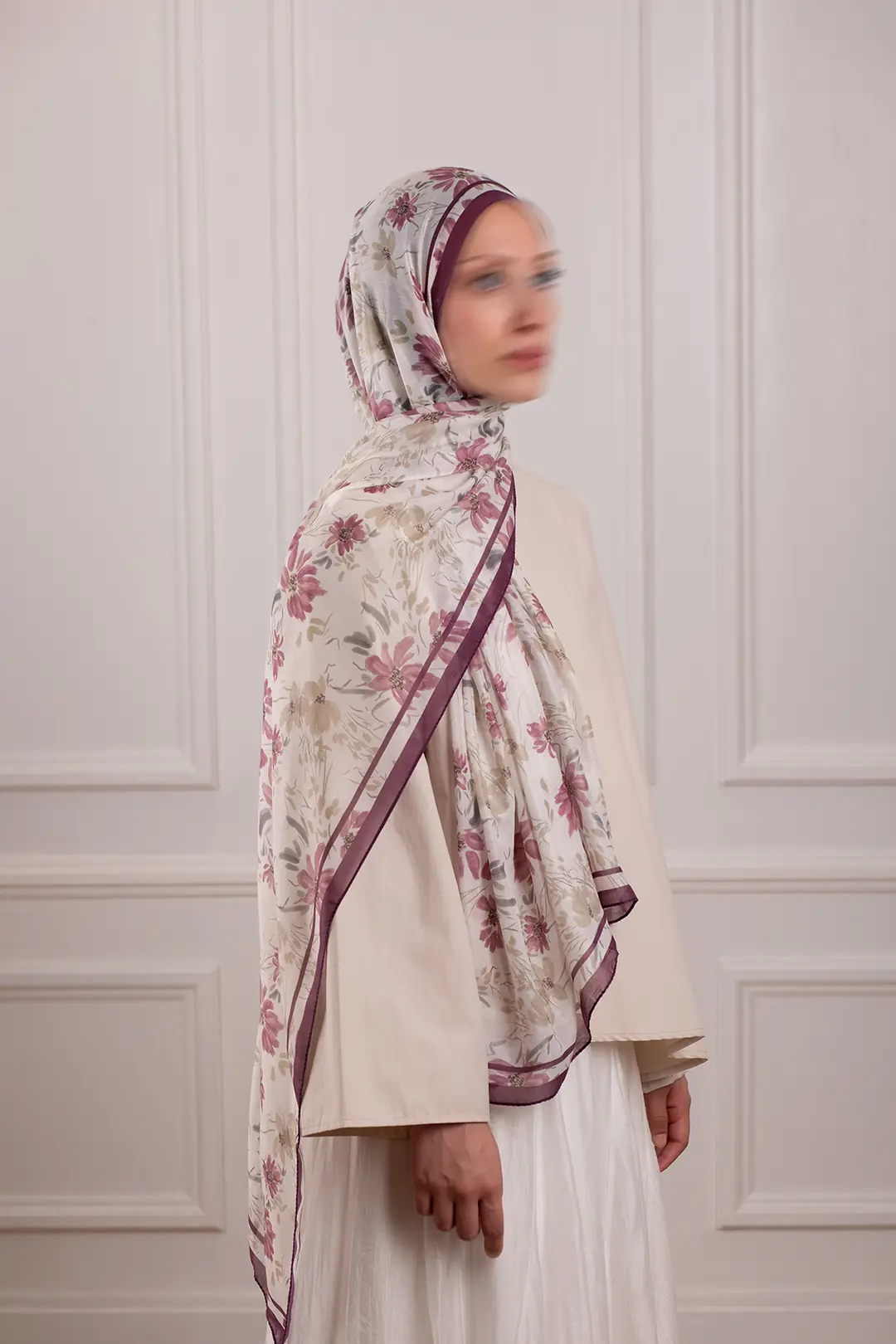 Lalin Desenli Soft Şal Mor 4