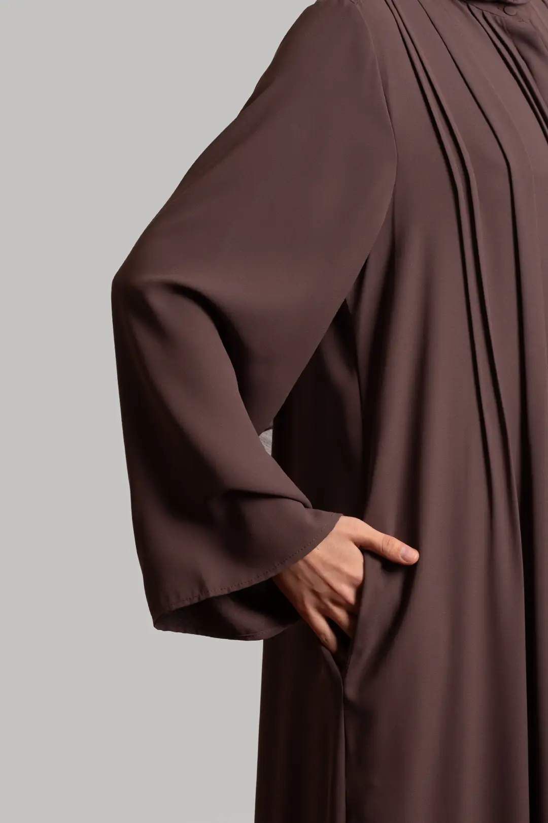Ribbed Buttoned Abaya Brown 8
