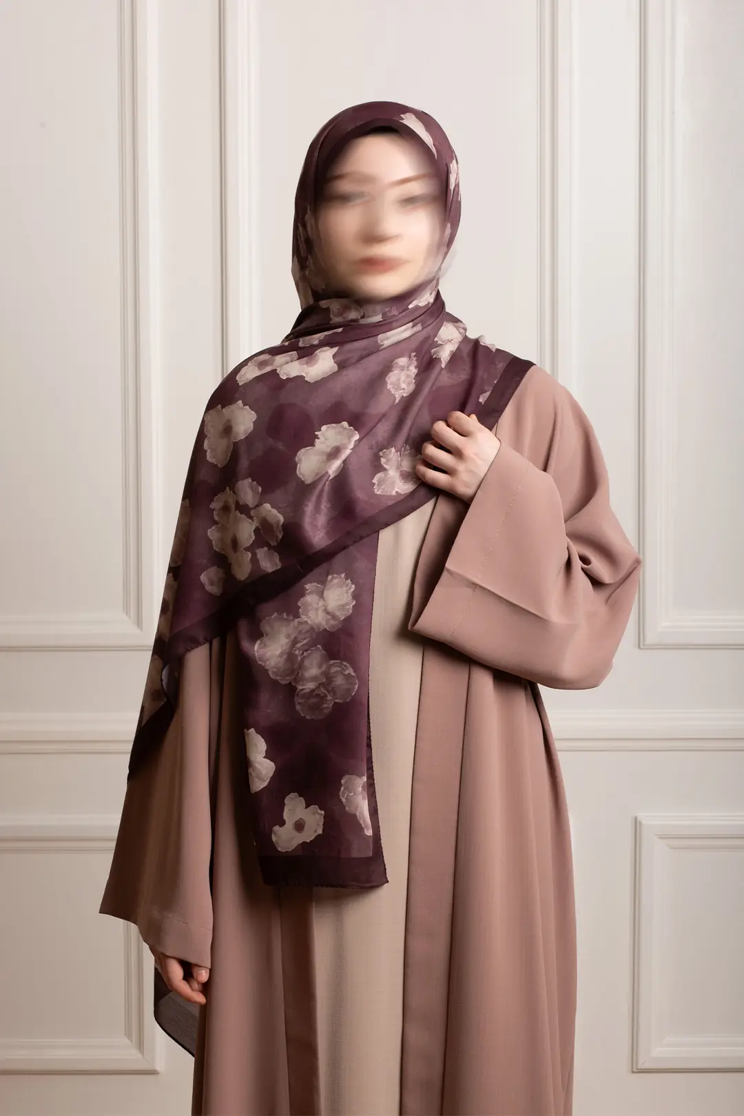 Autumn Serenade Patterned Soft Shawl, Plum 3