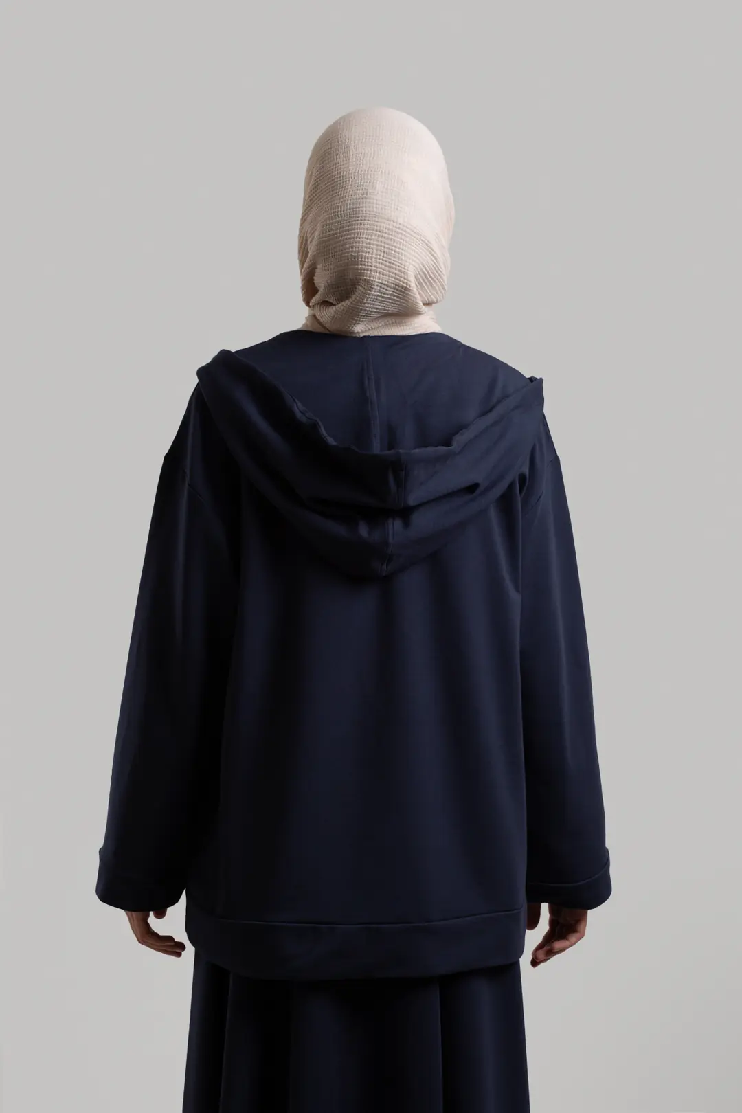 Form-stitched zip-up sweatshirt, navy blue. 8