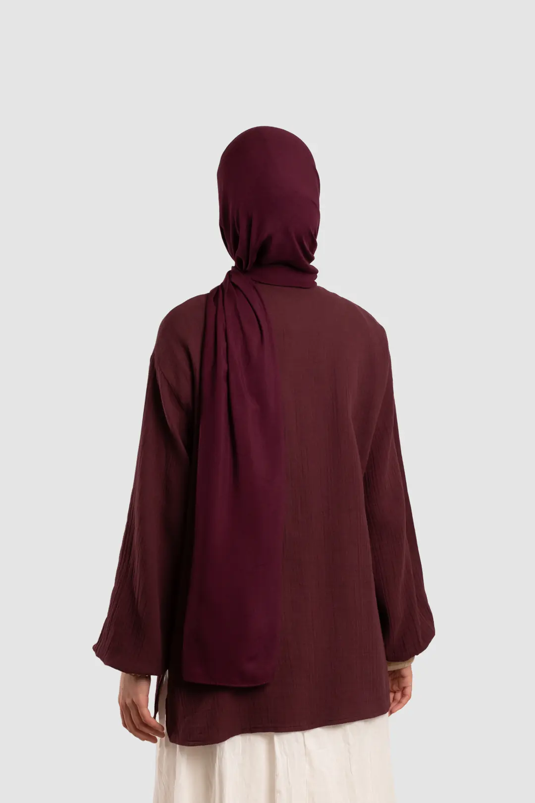 Nervür Detaylı Müslin Gömlek Bordo 4