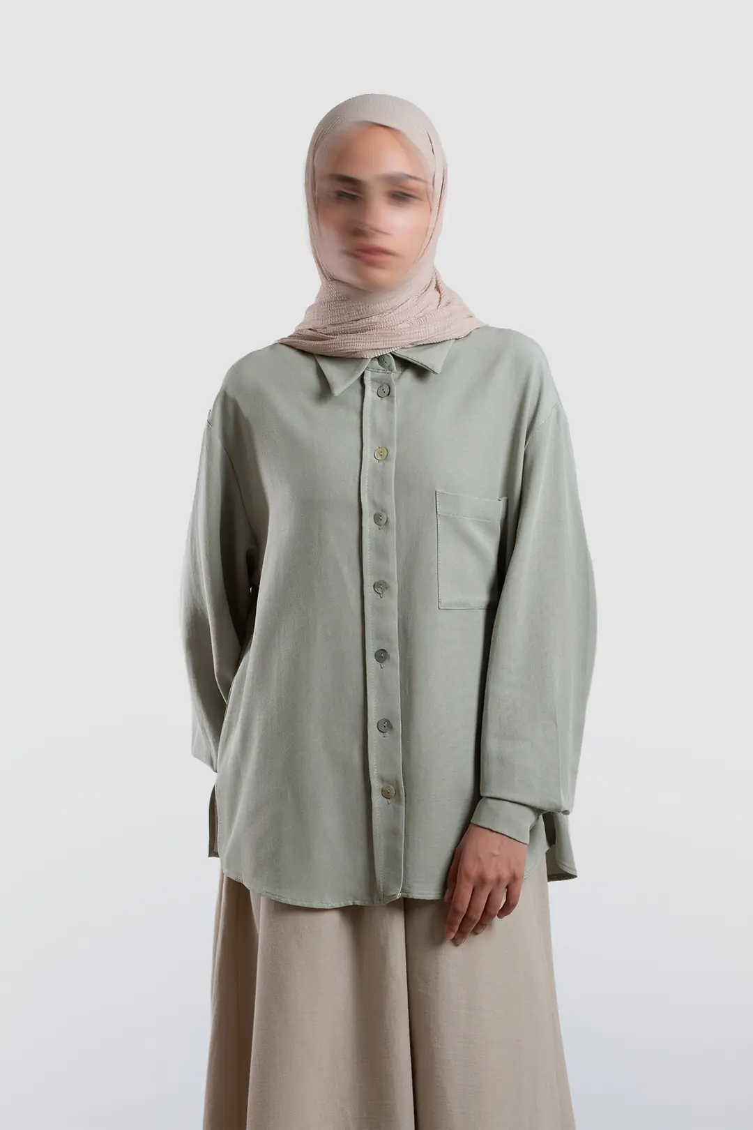 Classic Collar Linen Shirt Light Green 3