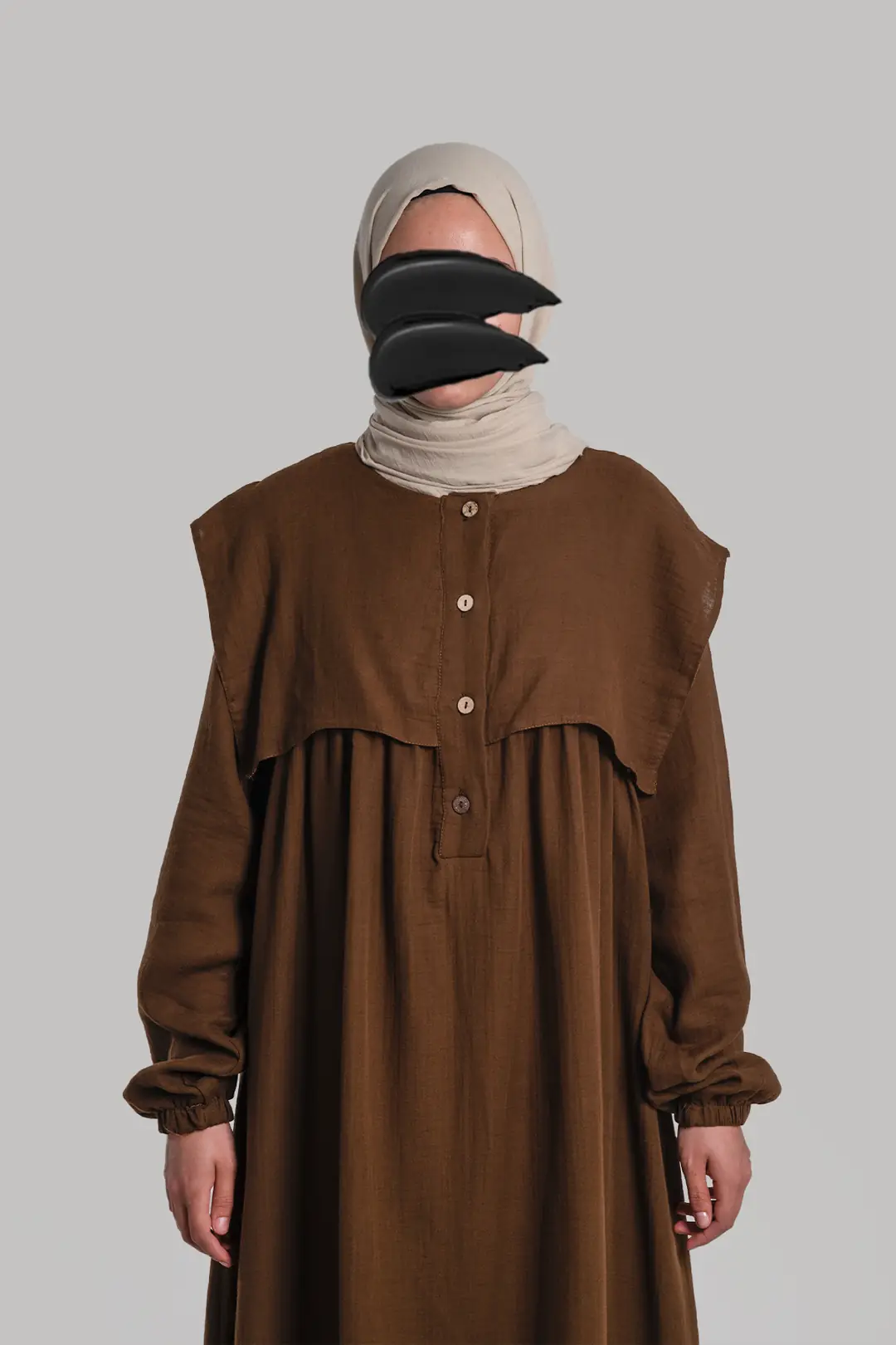 Collared Muslin Dress Dark Brown 8
