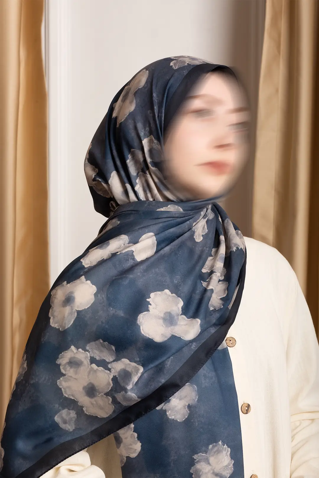 Autumn Serenade Patterned Soft Scarf, Blue 9