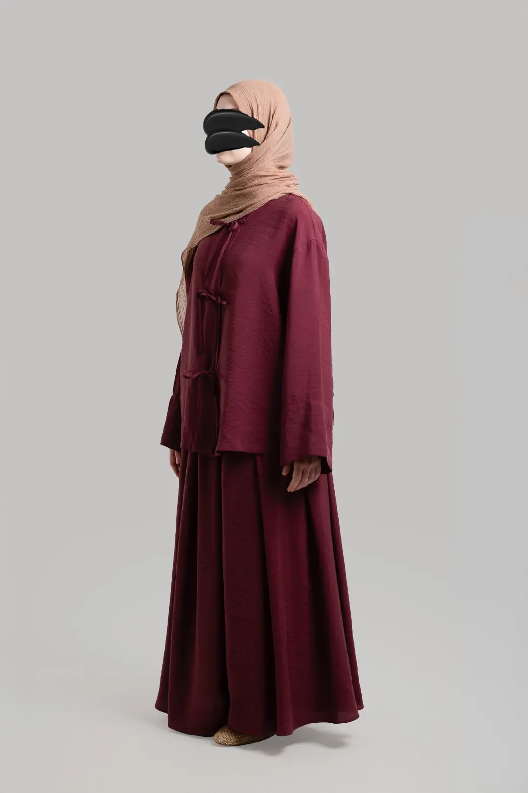 Tie-Up Modal Blouse in Burgundy 4