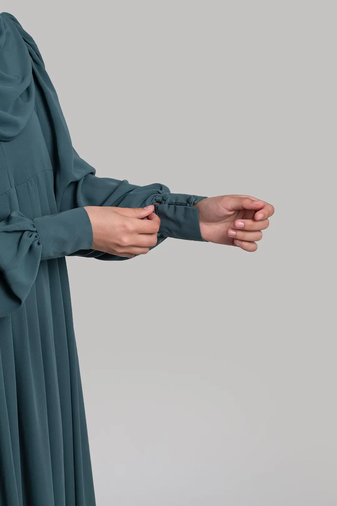 Melisa Pleated Dress, Aqua Green 3