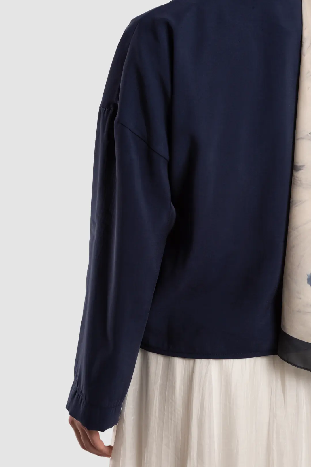 Soft Modal Button-Down Jacket, Navy Blue 4