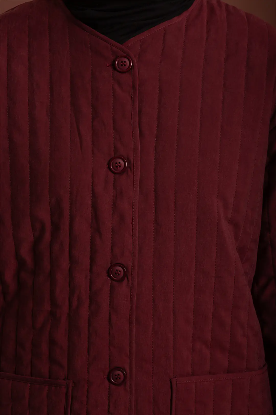 Tensel Kapitone Ceket Bordo 6