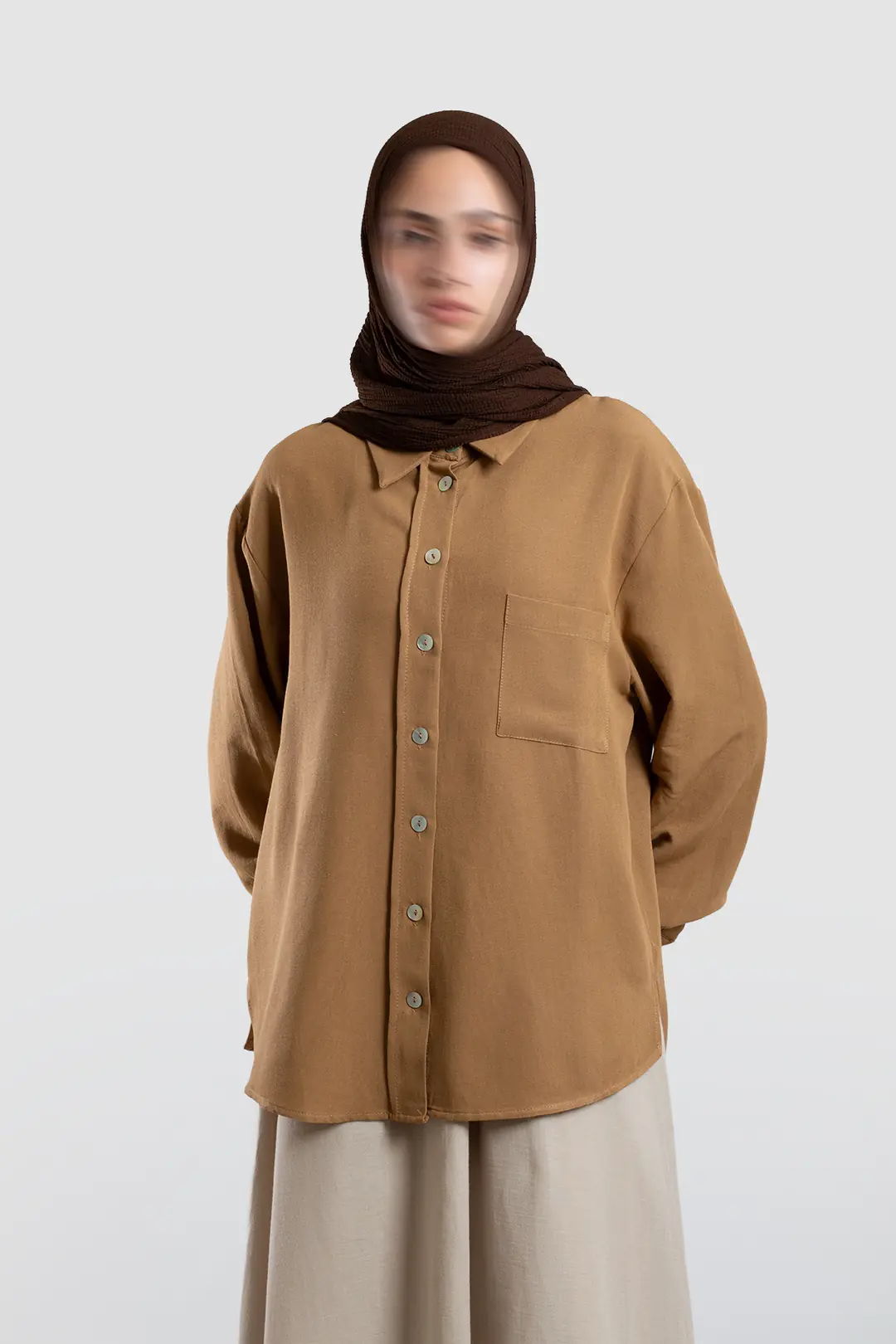 Klasik Yaka Keten Gömlek Hardal 3
