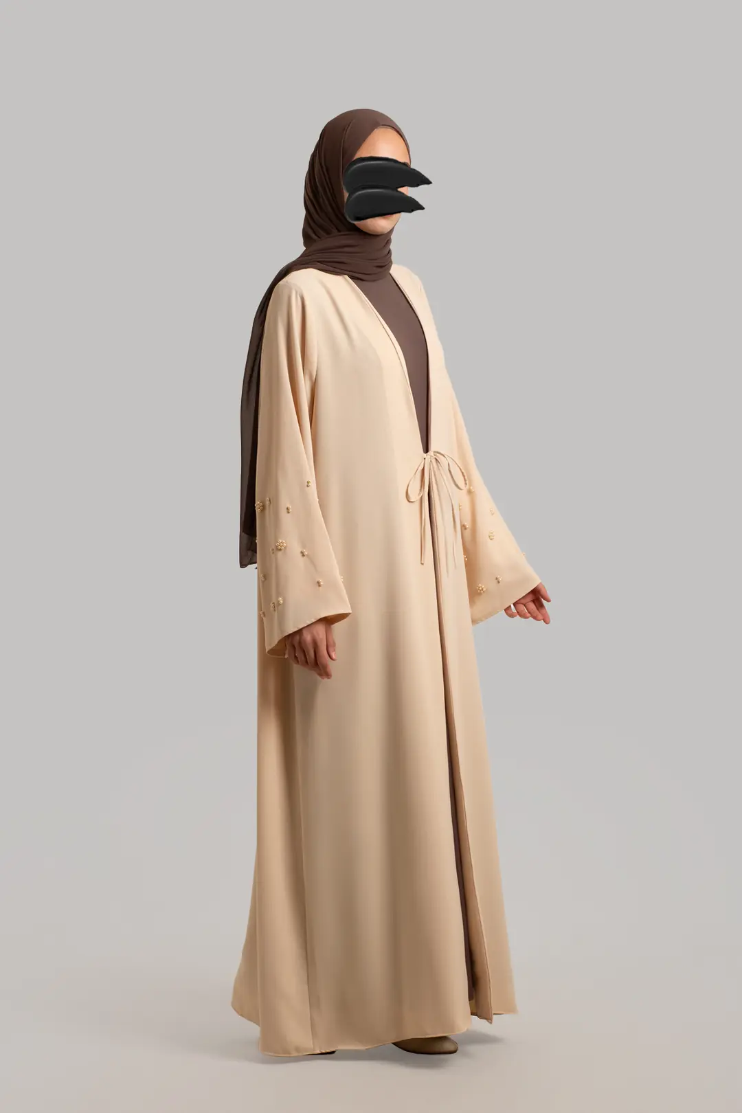 Cream Abaya with Bead Details