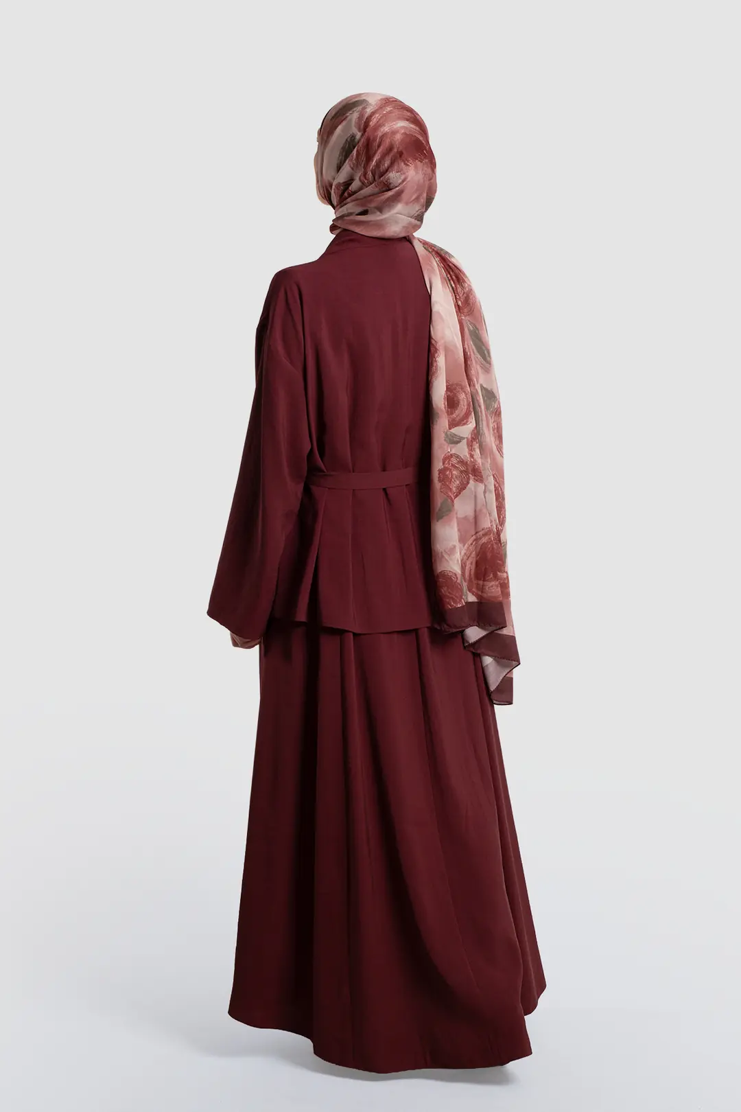 Modal Kimono Jile Elbise Takım Mürdüm 6