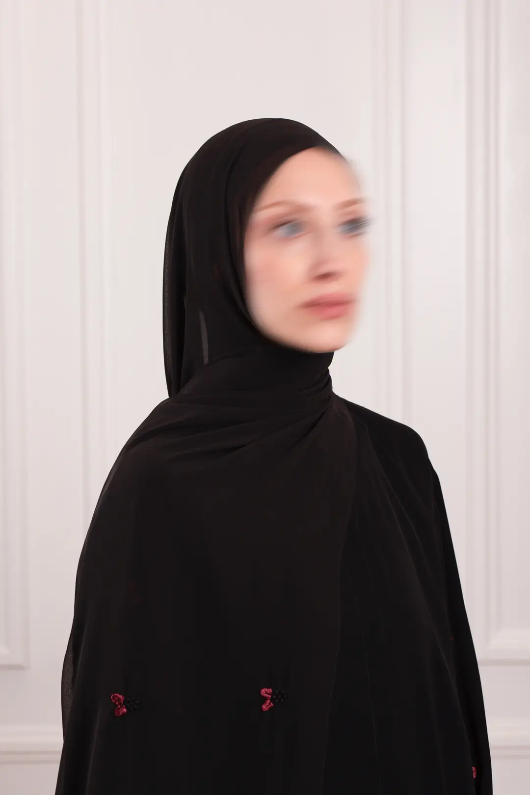 Minimal Yaprak Motifli Şifon Şal Bordo 3
