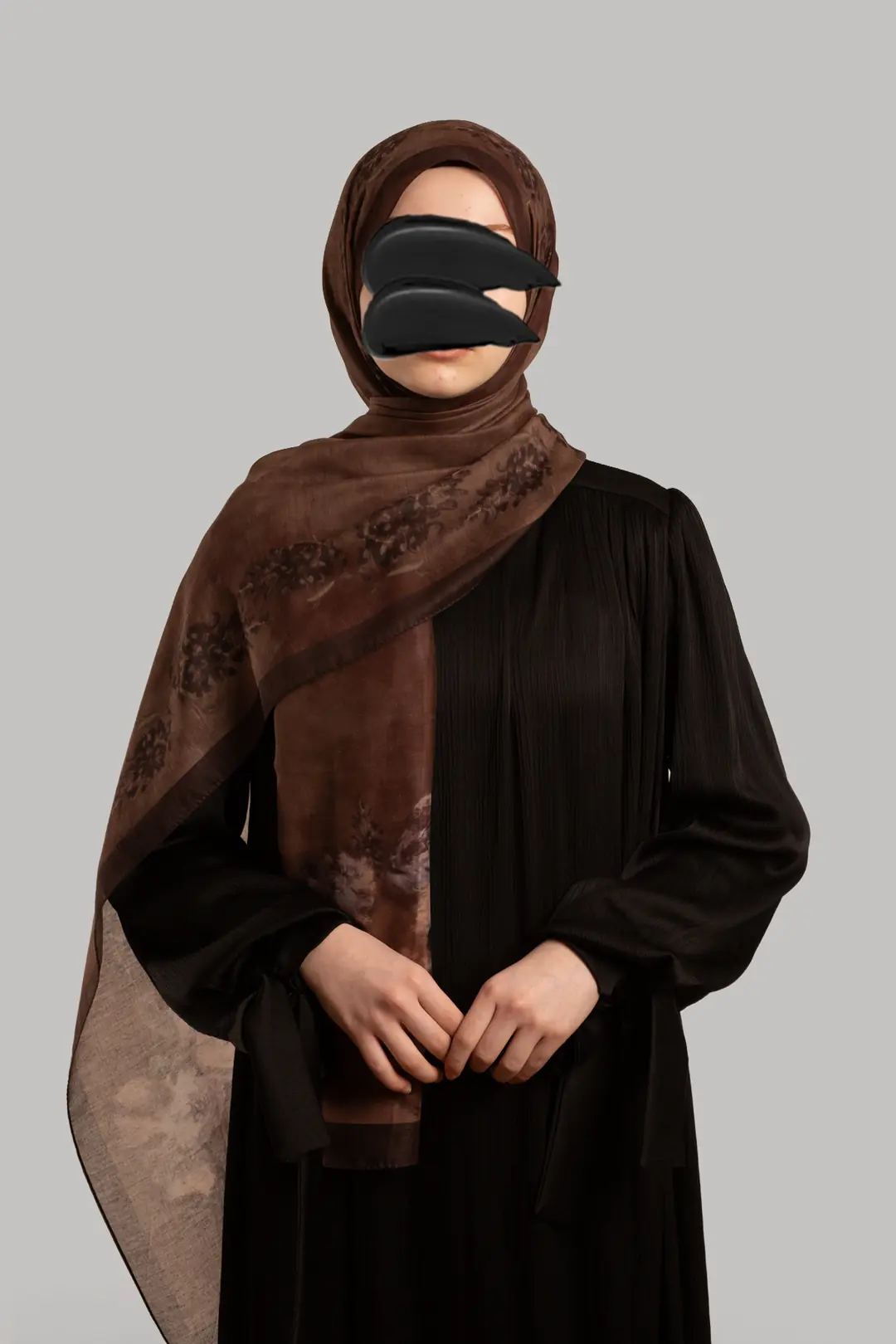 Night Garden Patterned Cotton Scarf, Coffee
