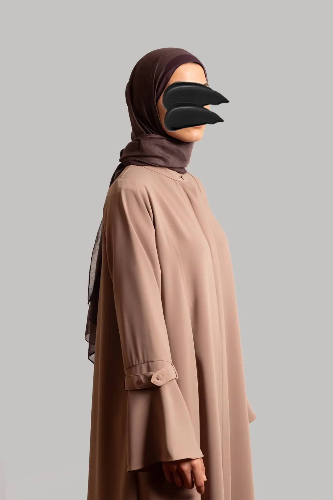 Spanish-style cufflink abaya, mink color. 6