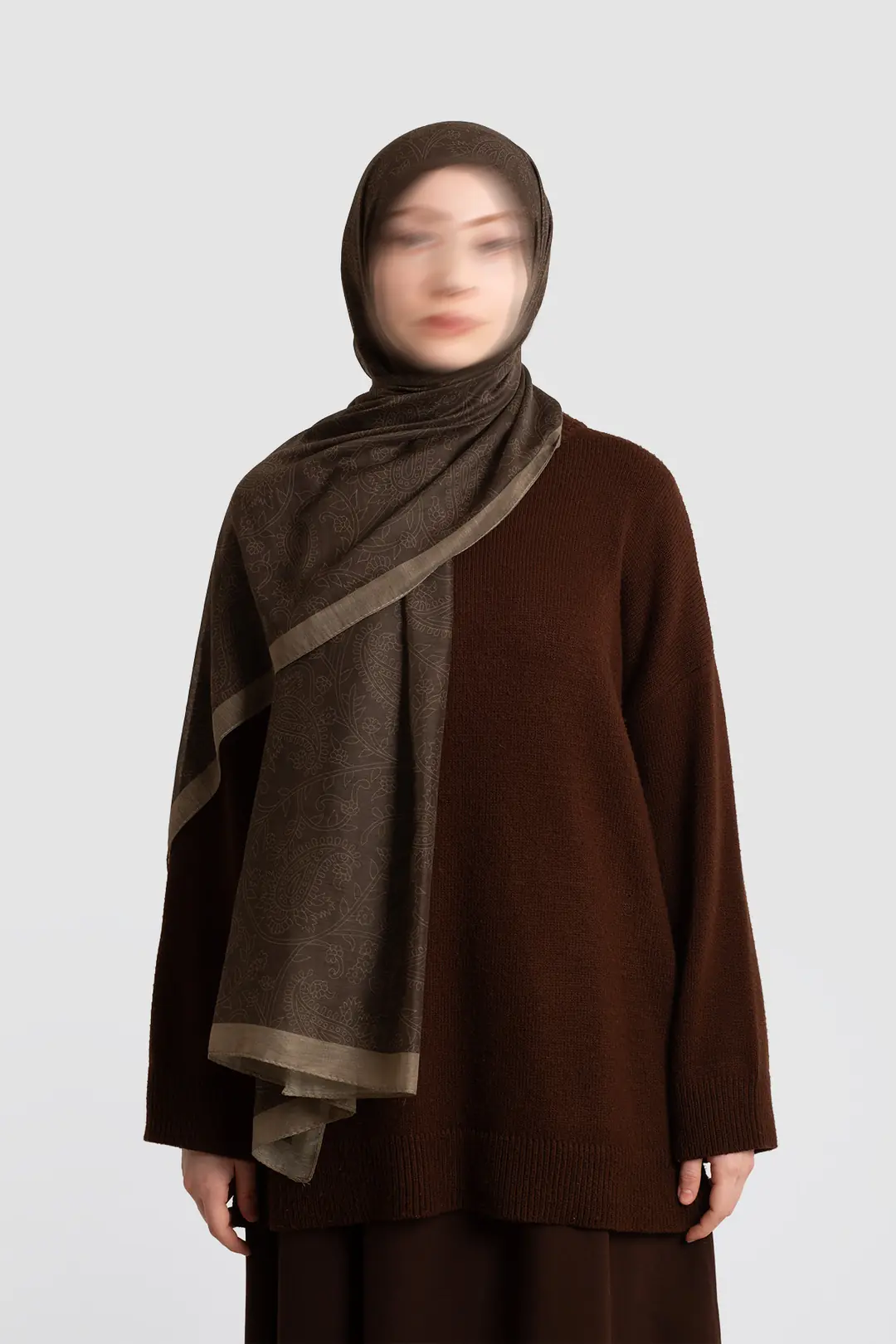 Mystic Texture Patterned Cotton Scarf, Khaki