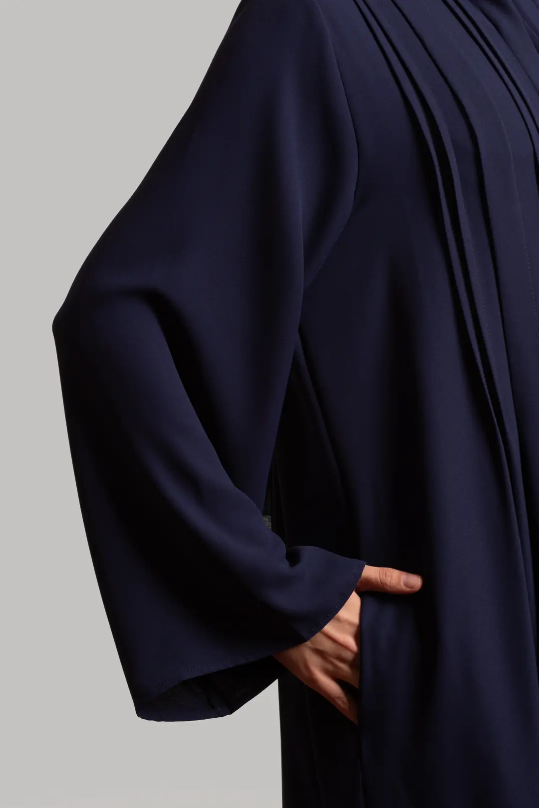 Ribbed Buttoned Abaya Navy Blue 6