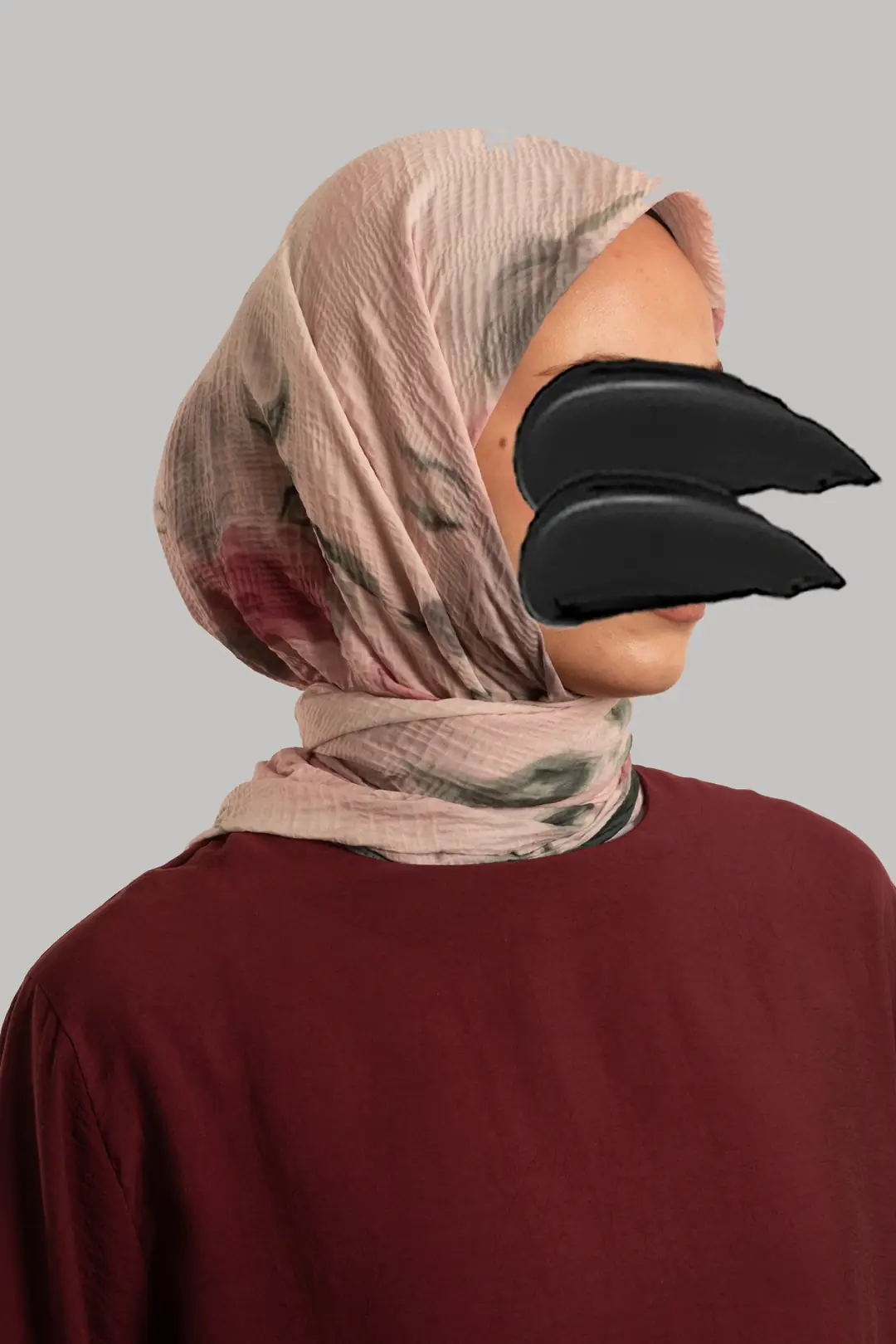 Mistik Bahçe Desenli Müslin Eşarp Şeker Pembe 3
