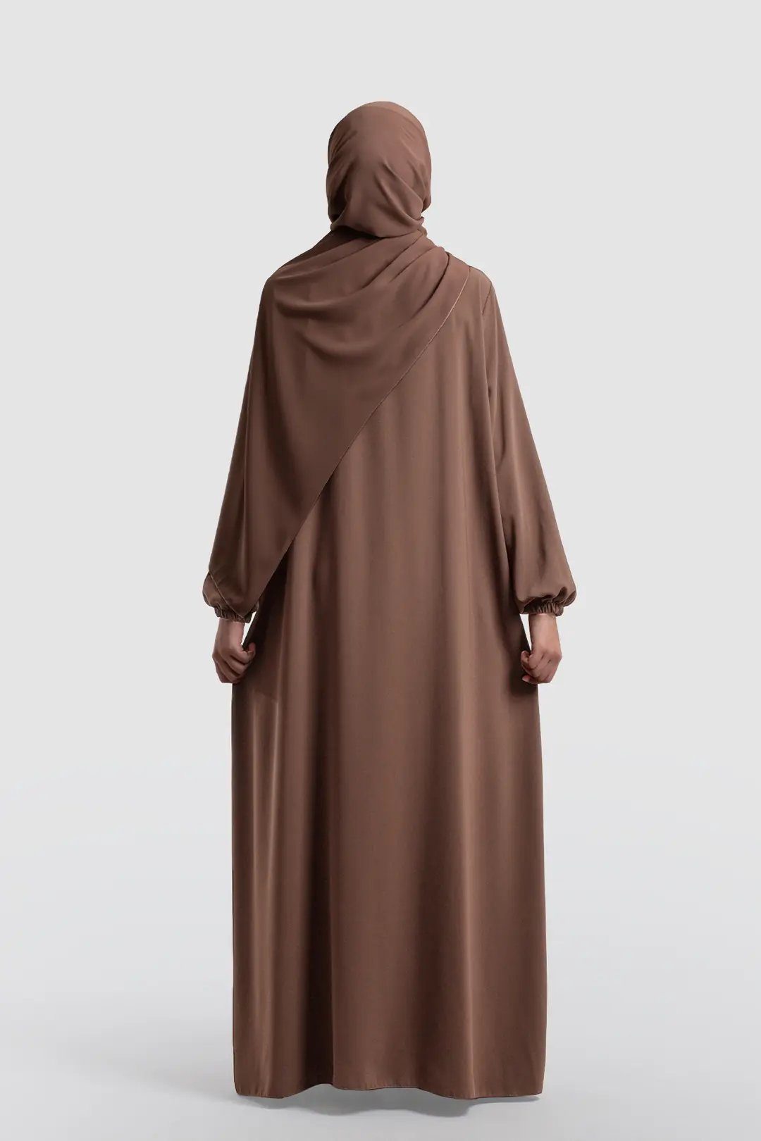 Arya Full-Length Zippered Abaya Light Brown 8