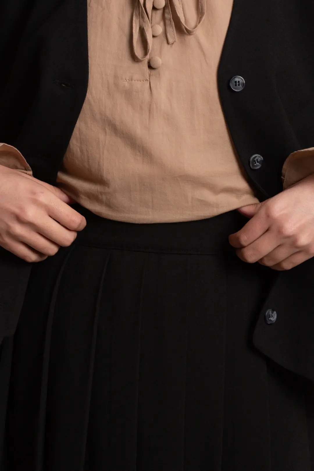 Pleated Viscose Skirt Black