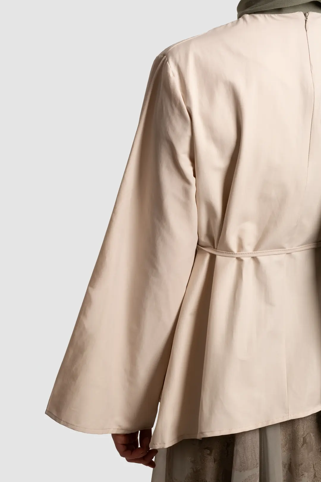 Asimetrik Poplin Bluz Bej 6
