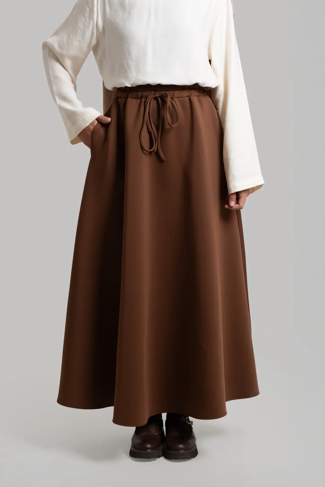 Puffy Scuba Skirt Coffee 4