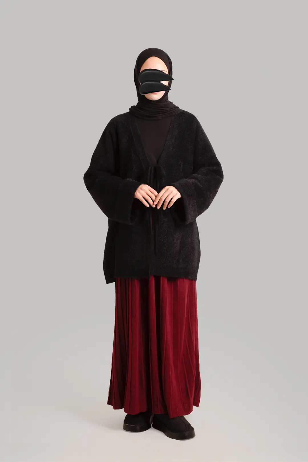 Triko Bağlamalı Hırka Siyah 2