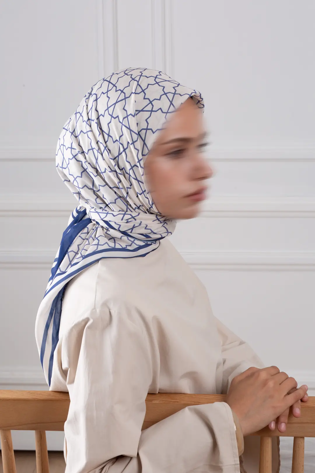 Yıldız Desen Desenli Soft Eşarp Lacivert