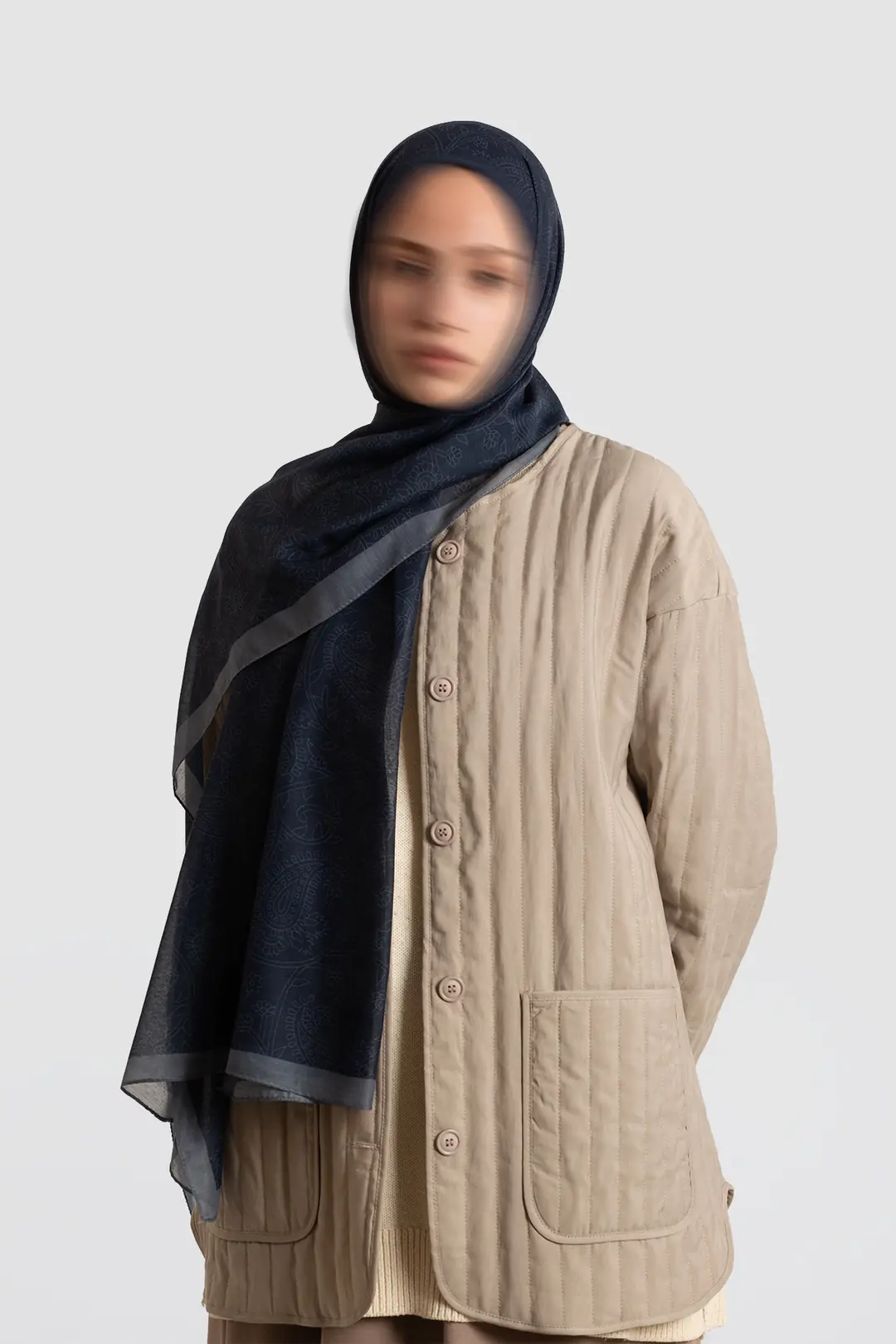 Mystic Textured Cotton Scarf, Navy Blue 8