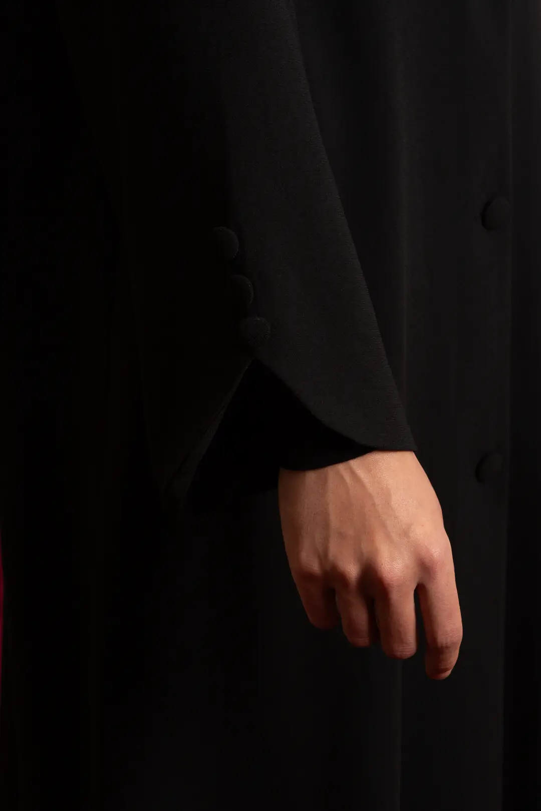 Pearl Collar Buttoned Abaya Black 8