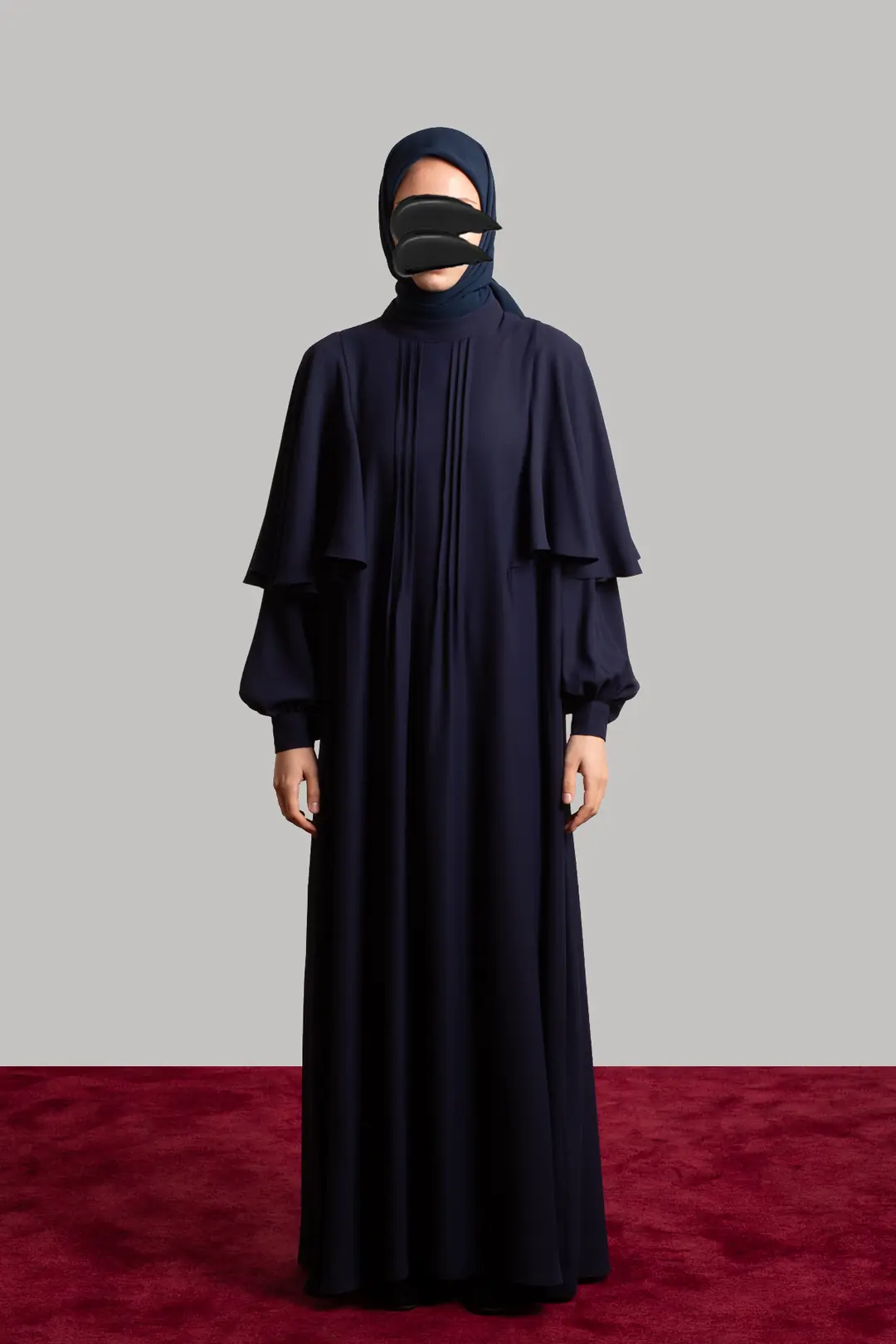 Cape Sleeve Dress Abaya Navy Blue