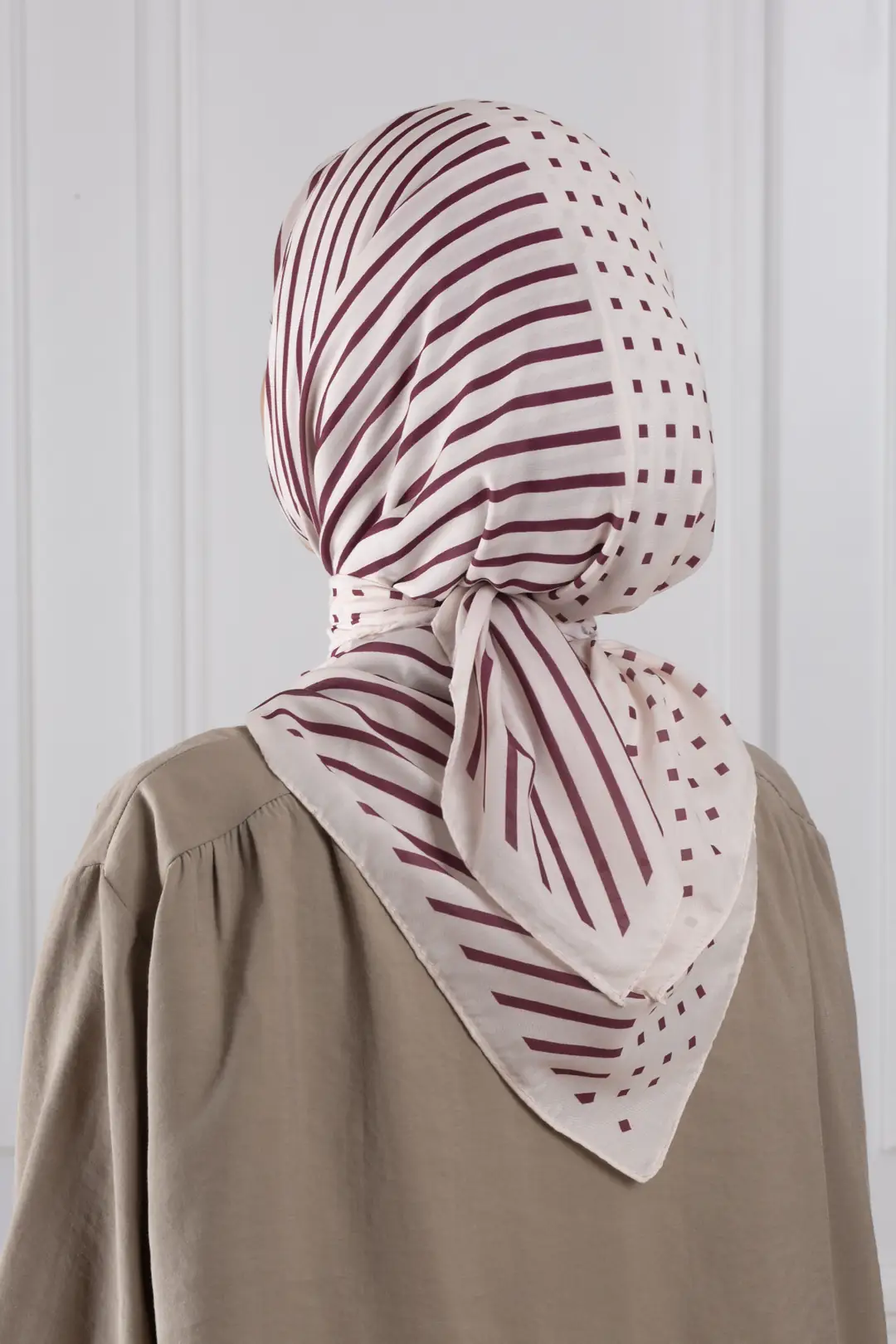 Çizgi Desenli Soft Eşarp Bordo