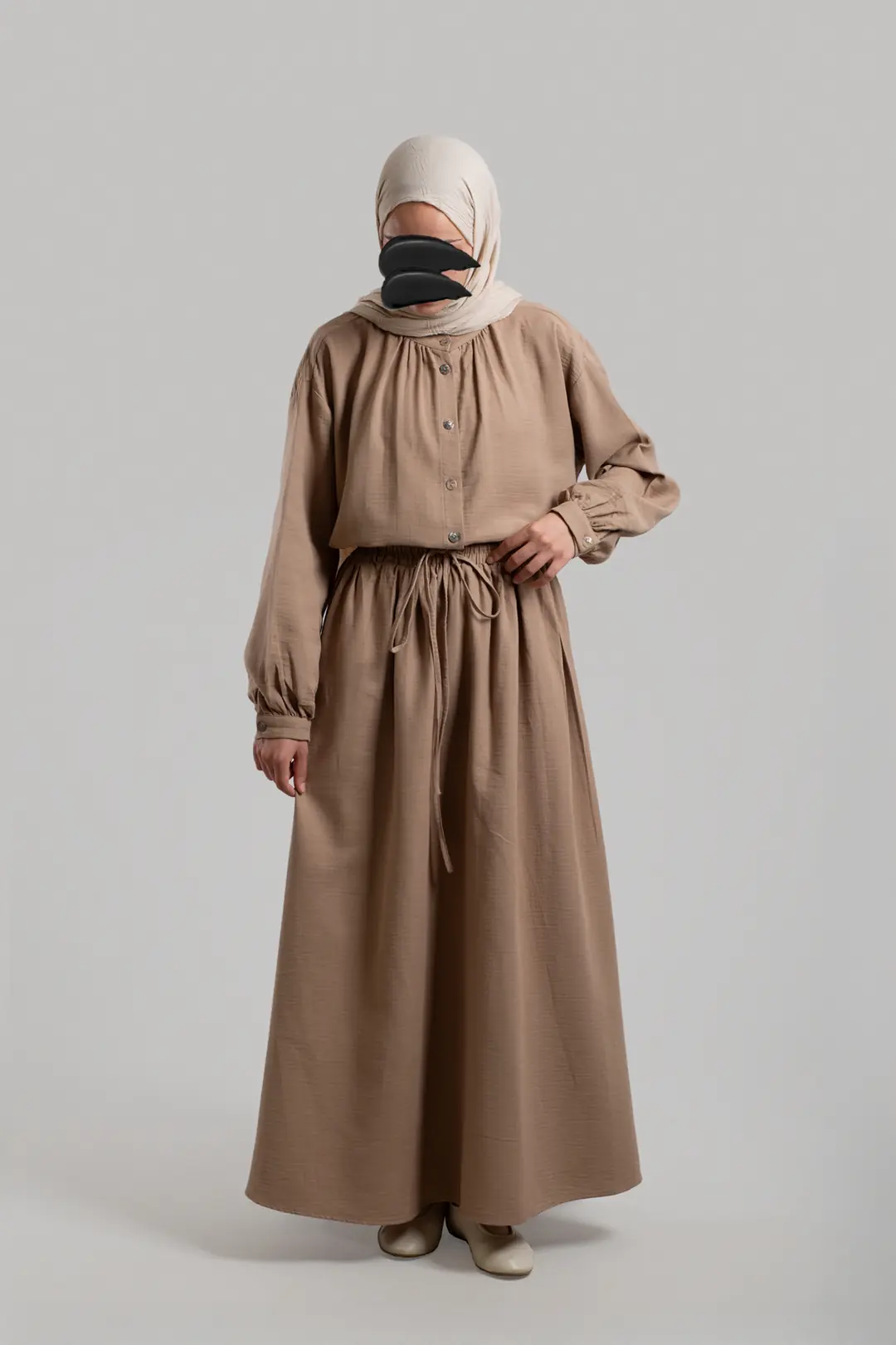 Muslin Tie-Up Skirt, Mink