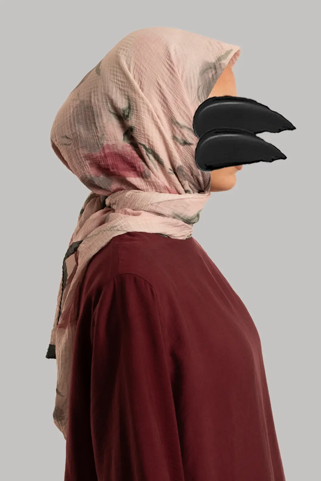Mistik Bahçe Desenli Müslin Eşarp Şeker Pembe 5