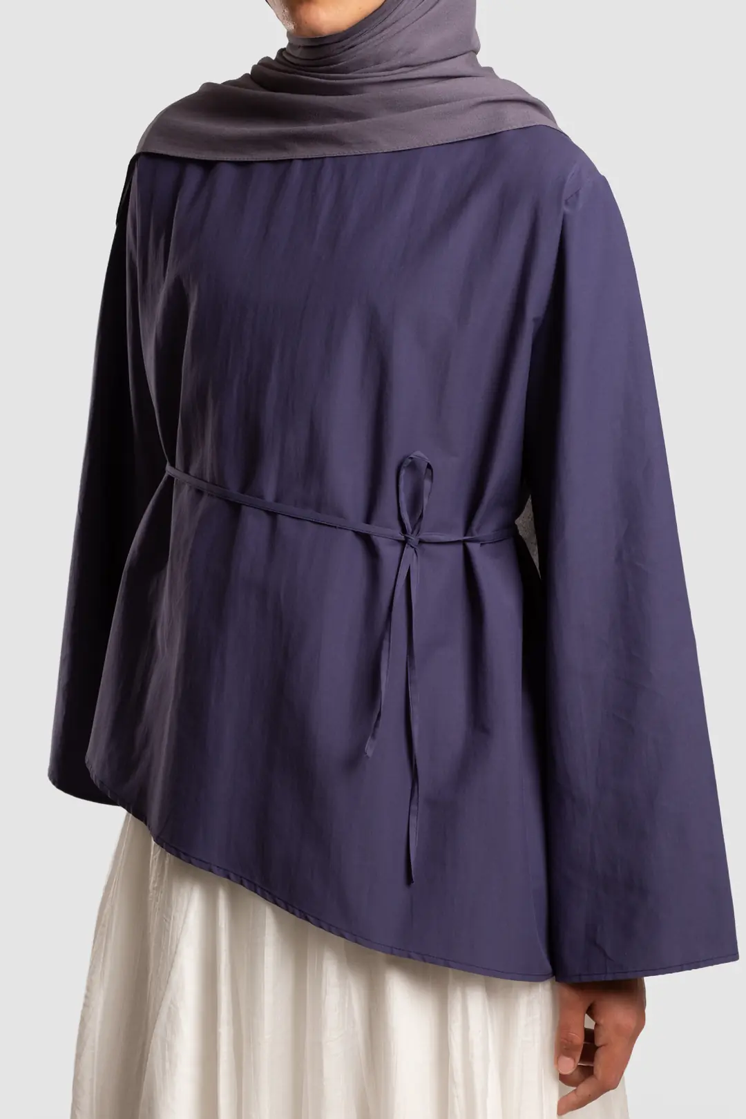 Asymmetric Poplin Blouse Indigo 3