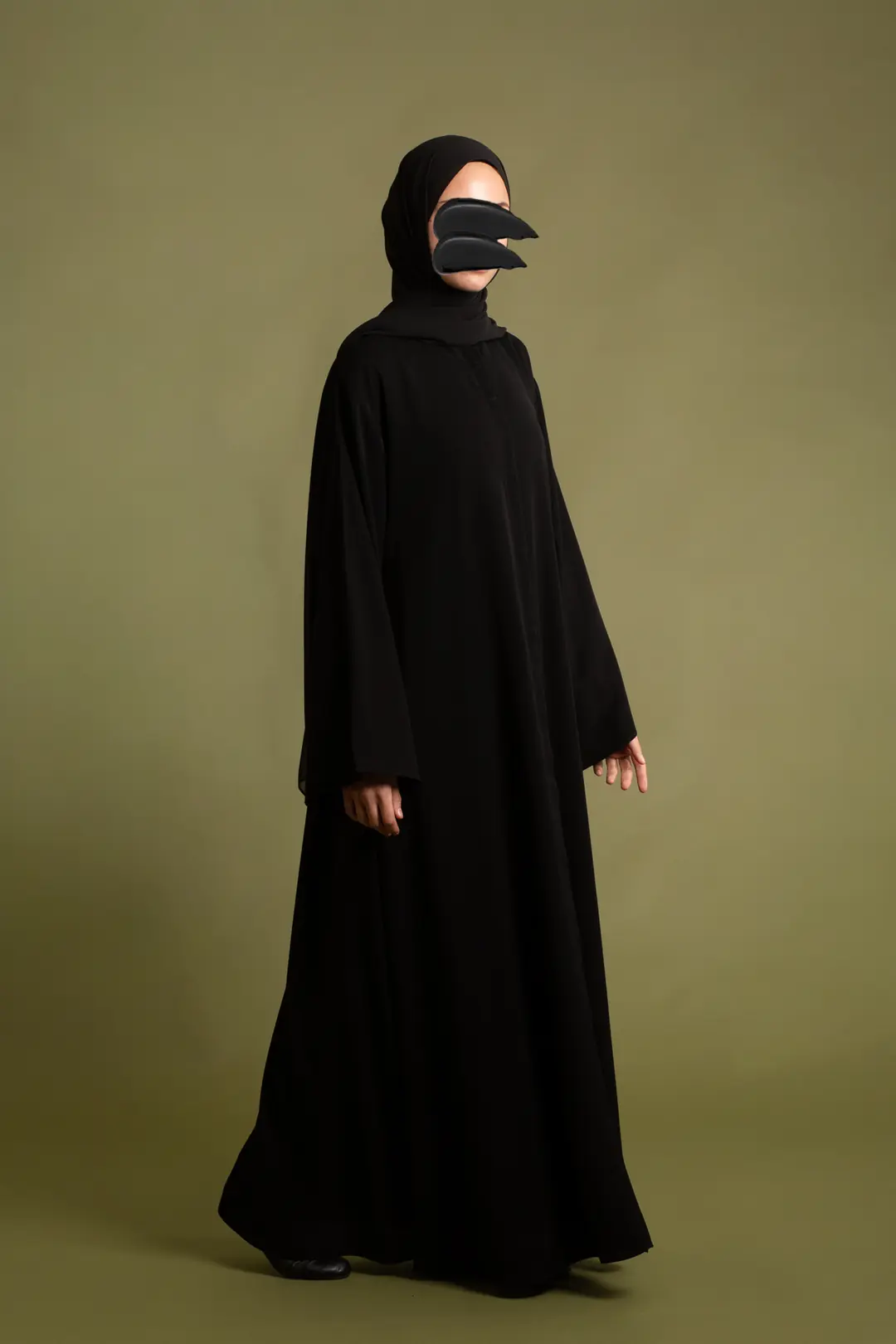 Dubai Silk Abaya Set Black 5