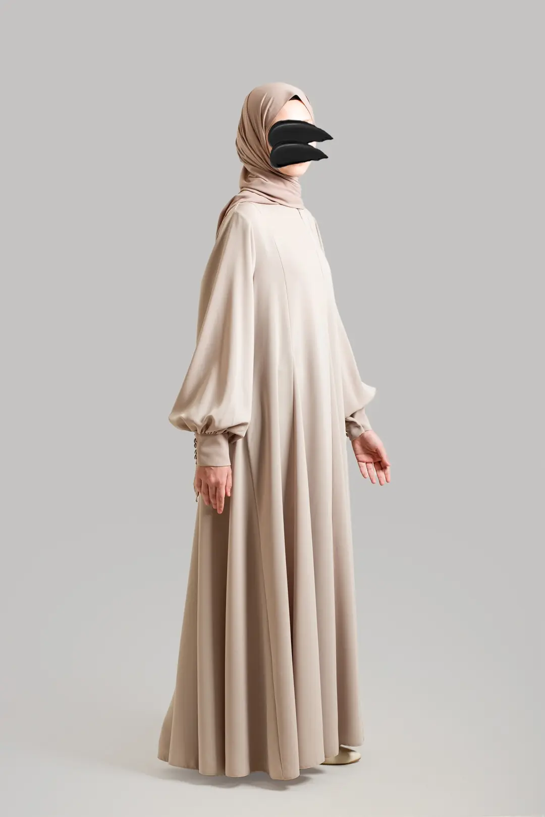 Princess Style Flared Abaya Stone