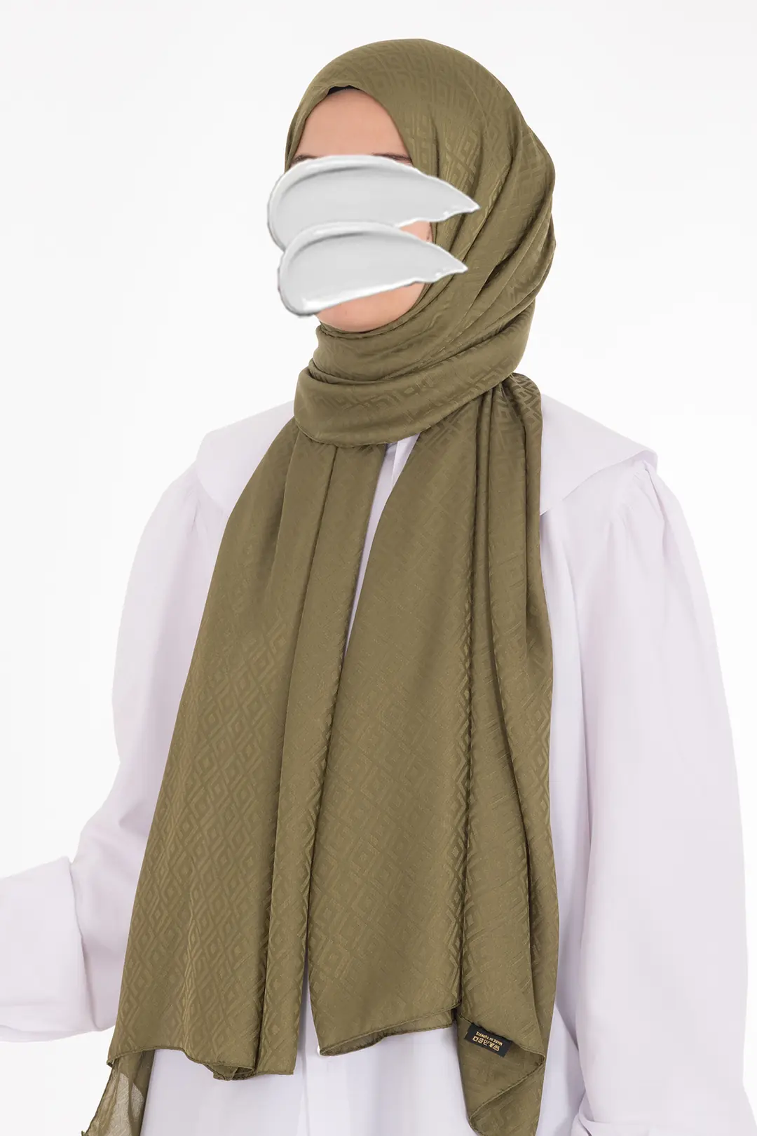 Square Pattern Jacquard Shawl - Leaf Green